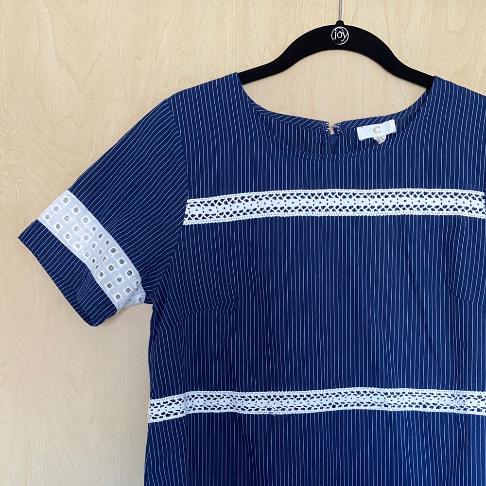 Navy Blue Pinstripe Dress